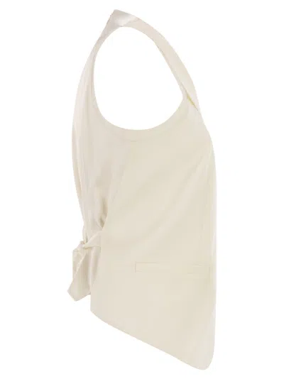 Max Mara Maxmara Selva Wool Gabardine And Satin Waistcoat In Neutral
