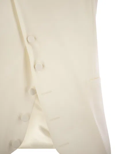 Max Mara Maxmara Selva Wool Gabardine And Satin Waistcoat In Neutral