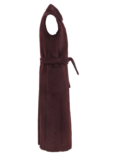 Max Mara Maxmara Abbozzi1234 Sleeveless Coat In Alpaca And Wool In Purple