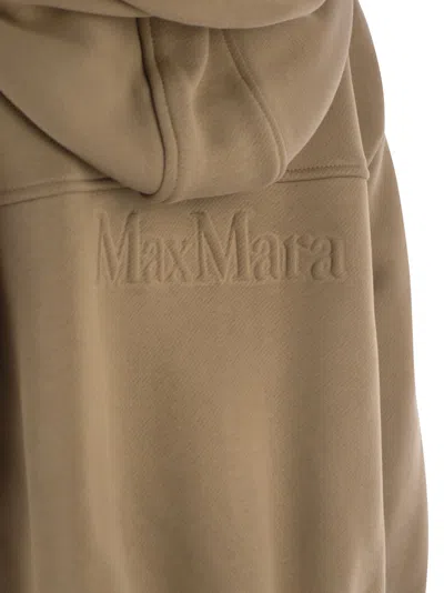 Max Mara Maxmara Omelia Cotton Hooded Sweatshirt In Brown