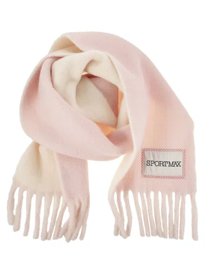 Sportmax Tenue Two Colour Scarf With Fringes In Multi