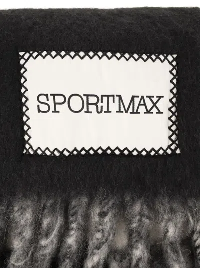 Sportmax Tenue Two Colour Scarf With Fringes In Black