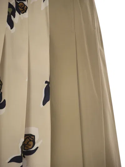 Weekend Max Mara Weekend Maxmara Etra Pleated Skirt In Patterned Twill In Neutral