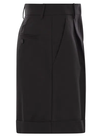 Weekend Max Mara Weekend Maxmara Bussola1234 Wool Canvas Bermuda Shorts In Black