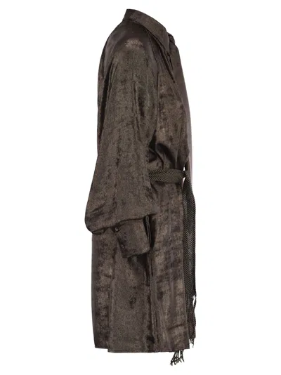 Weekend Max Mara Weekend Maxmara Bunny1234 Laminated Chiffon Dress In Brown