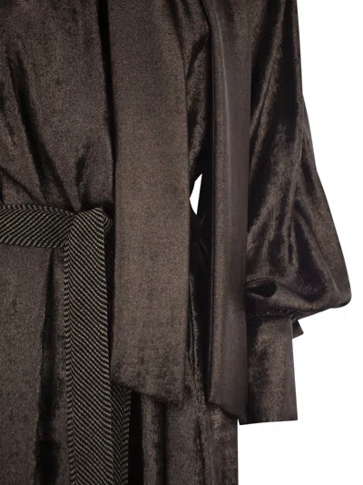 Weekend Max Mara Weekend Maxmara Bunny1234 Laminated Chiffon Dress In Brown