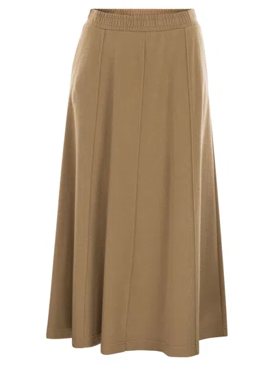 Weekend Max Mara Weekend Maxmara Circeo Jersey Skirt With Draped Effect In Brown