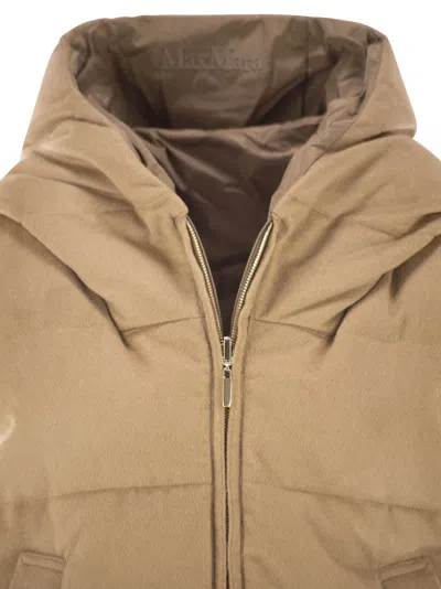 Maxmara The Cube Delfy Reversible Padded Waistcoat In Camel And Water Repellent Taffeta In Brown