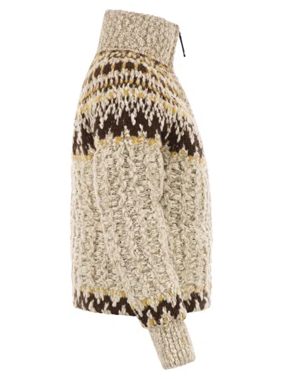 Moncler Grenoble Girose Cardigan With Zip In Wool Blend In Multi
