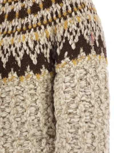 Moncler Grenoble Girose Cardigan With Zip In Wool Blend In Multi