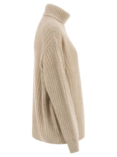 Herno Women Wool And Alpaca Turtleneck Jumper In Neutral