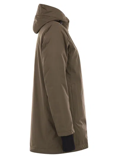 Herno Long-sleeved Hooded Down Jacket In Brown
