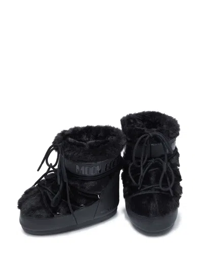 Moon Boot Icon Short Faux Fur Snow Boots In Black