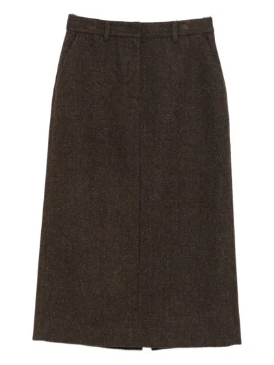 Dunst Knitted Midi Skirt In Brown