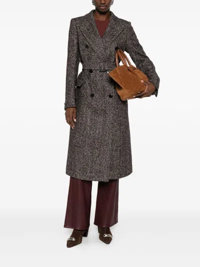 Tagliatore Herringbone Double-breasted Wool Coat In Multi