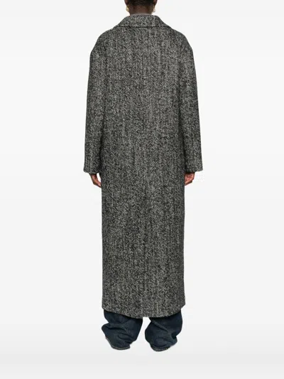 Tagliatore Herringbone Pattern Long Sleeve Coat In Gray