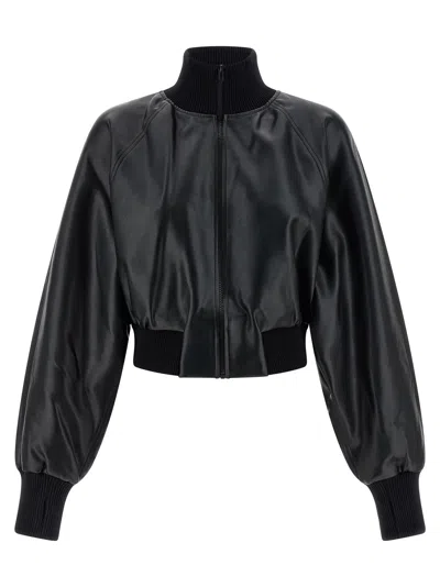 Norma Kamali High Neck Bomber Jacket Puffer Jackets Black In Black