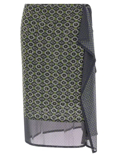 Dries Van Noten Asymmetric Skirt Featuring Geometric Design In Multi