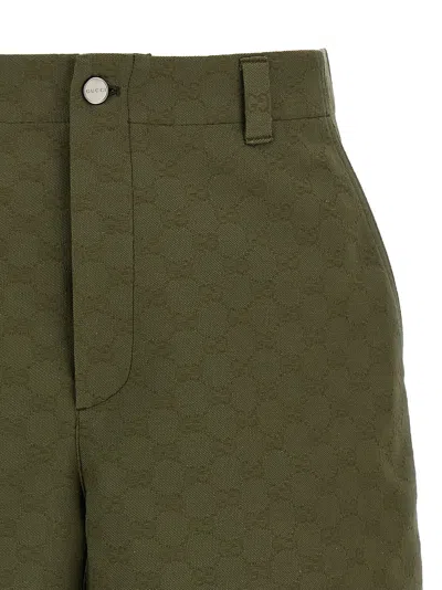 Gucci Green Gg Canvas Bermuda Shorts In Green