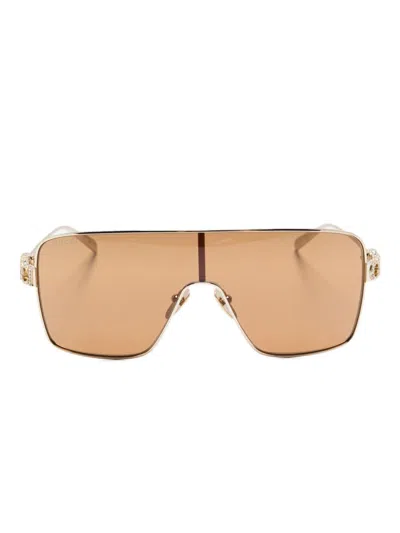 Gucci Rectangle Sunglasses Crystal-embellished Protective Case In Brown