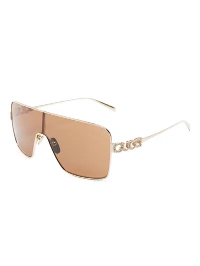 Gucci Rectangle Sunglasses Crystal-embellished Protective Case In Brown