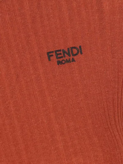 Fendi Short-sleeved Virgin Wool Top In Red