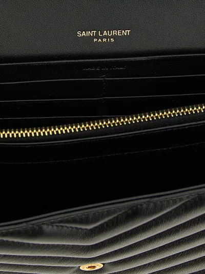Saint Laurent 'cassandre' Wallet On Chain In Black