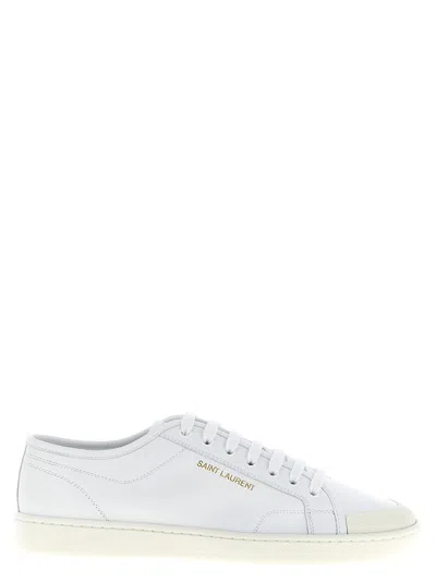 Saint Laurent Gym Low Logo-print Leather Sneakers In White