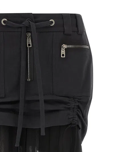 Dolce & Gabbana Women Twill And Chiffon Skirt In Black