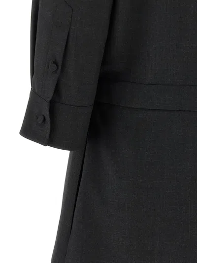 Gucci Womens Horsebit Long-sleeves Wool Mini Dress Ardesia Grey In Black