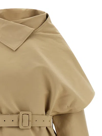 Entire Studios Mini Scarfcoat Coat In Nude