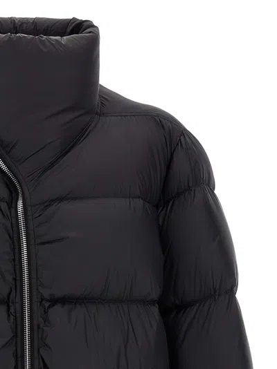 Rick Owens High Collar Long Padded Quilted Jacket In Black