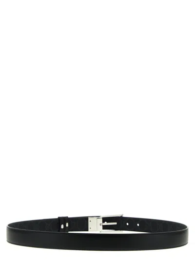 Gucci Men Rectangular Buckle Reversible Belt In Black