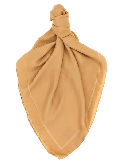 Saint Laurent Cassandre Scarf Scarves And Foulards Beige In Brown