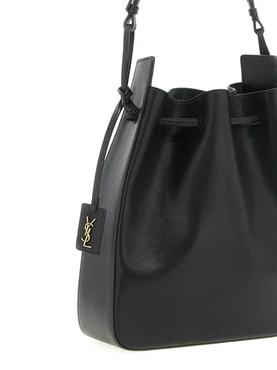 Saint Laurent Large Leather Bucket Bag In Green