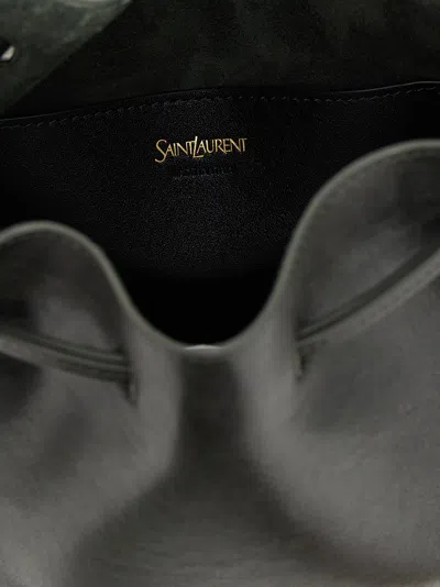 Saint Laurent Large Leather Bucket Bag In Green