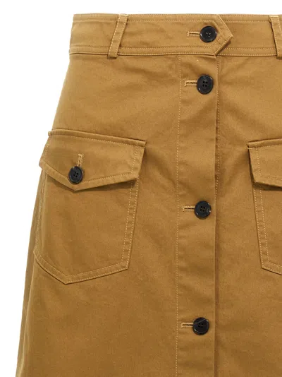 Saint Laurent Midi Skirt With Buttons In Brown