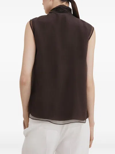 Brunello Cucinelli Silk Tank Top In Burgundy