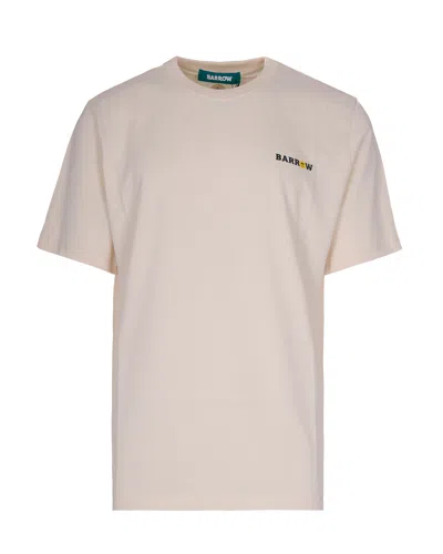 Barrow T-shirt Con Stampa Crema In Pink