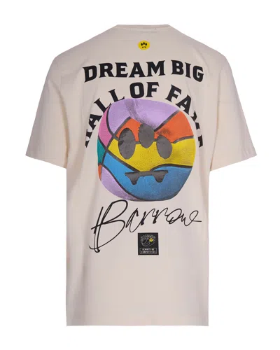 Barrow T-shirt Con Stampa Crema In Pink