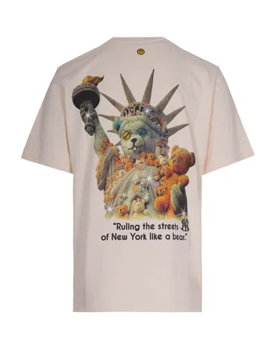 Barrow T-shirt Con Stampa Crema In Pink