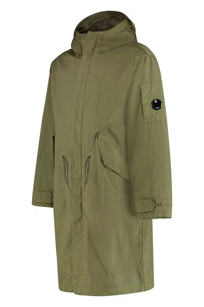 C.p. Company C.p.company Hooded Cotton Parka In Green