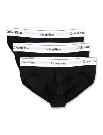 Calvin Klein 3-pack Cotton Blend Briefs In Black