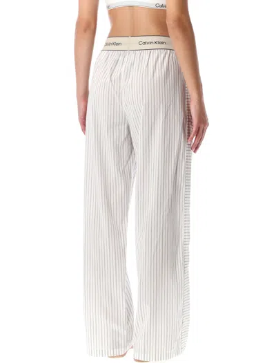 Calvin Klein Striped Cotton Pajama Pants In White