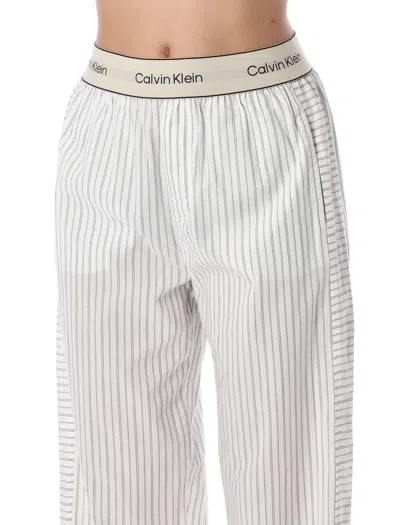 Calvin Klein Striped Cotton Pajama Pants In White