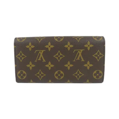 Pre-owned Louis Vuitton Marron Rose Coated Canvas Long Wallet (bi-fold) ()