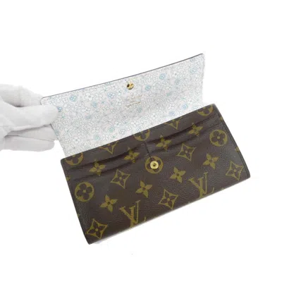 Pre-owned Louis Vuitton Marron Rose Coated Canvas Long Wallet (bi-fold) ()