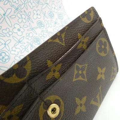 Pre-owned Louis Vuitton Marron Rose Coated Canvas Long Wallet (bi-fold) ()