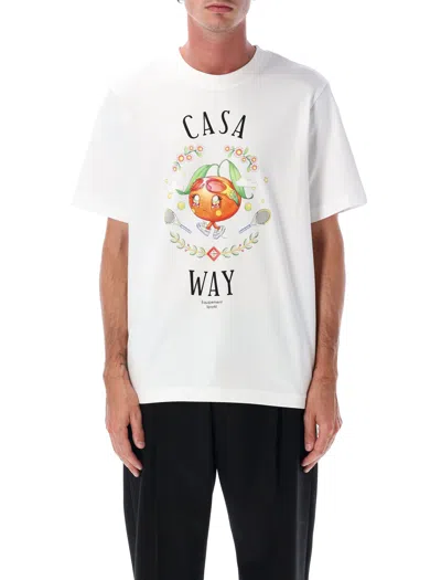 Casablanca Casa Way Orange Mascot Short Sleeve T-shirt In White