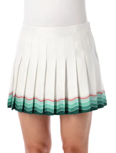 Casablanca Multicolour Tennis Pleated Silk Mini Skirt  In Multi